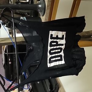 DOPE loose, see through & very short crop top UK2LA size large in black